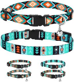 img 4 attached to CollarDirect Cat Collar Breakaway Set: Tribal Pattern Aztec Design, 2 PCS, Adjustable Pet Safety Kitten Collar with Bell