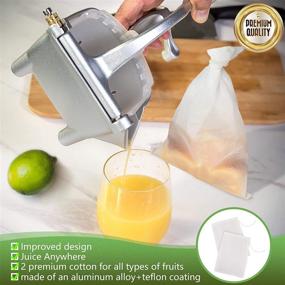 img 3 attached to 🍊 IMpress Manual Fruit Juicer: Aluminum Alloy Hand Press with Teflon Coating - Orange, Lemon, Lime, Pomegranate Hand Juicer/Squeezer - Portable Juice Presser with 2 Reusable Filter Bags