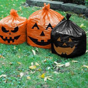 img 1 attached to 🎃 Giant Halloween Pumpkin Leaf Bags – 12 Pack of Outdoor Lawn Trash Bags for Spook-tacular Halloween Decorations