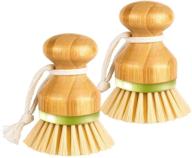 dish brush set, pack of 2 premium palm dish scrub brushes, made with earth friendly recycled materials, sturdy stiff bristles ideal for scrubbing various pans, baking sheets, and cast iron skillets logo