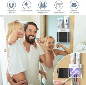 img 1 attached to 🛀 Wall Mounted Toothbrush Holder with Automatic Toothpaste Dispenser & Dustproof Cover - Bathroom Shower Set with 2 Toothpaste Squeezers (No Electric or Light)