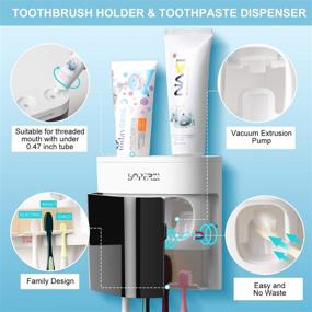 img 2 attached to 🛀 Wall Mounted Toothbrush Holder with Automatic Toothpaste Dispenser & Dustproof Cover - Bathroom Shower Set with 2 Toothpaste Squeezers (No Electric or Light)