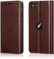 📱 belemay wallet case for new iphone se 2020 (4.7 inch), brown - genuine leather folio card holder with rfid blocking, kickstand, and slim fit - protective flip cover for 2nd generation iphone se logo