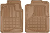 motor trend custom heavy duty rubber floor mats - 2 front all-weather mats for car, truck, suv - beige logo