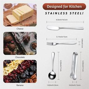 img 3 attached to 🧀 Versatile 14-Piece Cheese Butter Jam Spreader Knives Set – Stainless Steel | Slicer, Spreader, Tongs, Spoons, Forks – Perfect for Butter Jam Pastry Making (Silver)