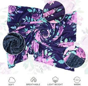 img 3 attached to 🌸 Purple Floral Minky Toddler Blanket for Boys and Girls by TANOFAR: Dotted Backing, Double Layered, Crib Receiving Blanket for Nursery, Stroller, Toddler Bed, and Carseat - 30 x 40 in, Watercolor Flowers