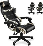 🎮 huracan gaming chair camo camouflage computer gaming chair office video game chairs with high back ergonomic armrest comfortable pu leather headrest and lumbar support swivel for adults, teens, and kids logo