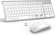 🖥️ ultra thin wireless keyboard and mouse combo by gamcatz - full size with number pad, rechargeable silent click mouse - for mac, imac, macbook air, pc, laptop, tablet, windows - silver white логотип