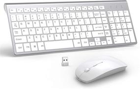 img 4 attached to 🖥️ Ultra Thin Wireless Keyboard and Mouse Combo by Gamcatz - Full Size with Number Pad, Rechargeable Silent Click Mouse - for Mac, iMac, MacBook Air, PC, Laptop, Tablet, Windows - Silver White