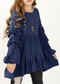 img 1 attached to 👚 MITILLY Crewneck Pleated Babydoll Pocket Top - Детская одежда для девочек в категории топы, футболки и блузки.