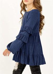 img 2 attached to 👚 MITILLY Crewneck Pleated Babydoll Pocket Top - Детская одежда для девочек в категории топы, футболки и блузки.