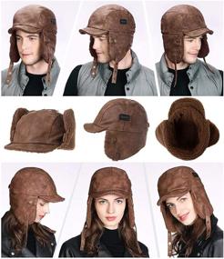 img 2 attached to 😎 Fancet Unisex WW2 Aviator Faux Leather Bomber Trapper Earflap Winter Hat 56-62cm: Stay Warm in Style!