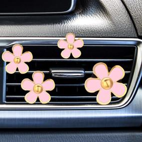 img 4 attached to 🌼 Daisy Flowers Air Vent Clips: Vibrant Pink Car Freshener & Decorative Accessories - Set of 8