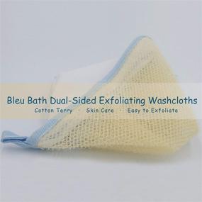 img 3 attached to 🛀 6 Pack Dual-Sided Exfoliating Skin Towel by Bleu Bath - Natural Terry Body Cloth Scrubber with Premium Sturdy Loofah Towel, Soft and Buffing Wash Cloth for Oil or Dry Skin (White)