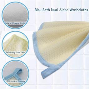 img 2 attached to 🛀 6 Pack Dual-Sided Exfoliating Skin Towel by Bleu Bath - Natural Terry Body Cloth Scrubber with Premium Sturdy Loofah Towel, Soft and Buffing Wash Cloth for Oil or Dry Skin (White)