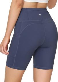 img 1 attached to 🩳 Eyesoul Womens 7" Biker Running Shorts: High Waist Yoga Shorts with 4 Pockets & Zipper for Ultimate Comfort and Versatility