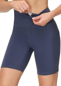 img 2 attached to 🩳 Eyesoul Womens 7" Biker Running Shorts: High Waist Yoga Shorts with 4 Pockets & Zipper for Ultimate Comfort and Versatility