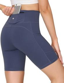 img 3 attached to 🩳 Eyesoul Womens 7" Biker Running Shorts: High Waist Yoga Shorts with 4 Pockets & Zipper for Ultimate Comfort and Versatility