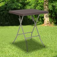 compact and convenient: flash furniture 1.95-foot square brown rattan plastic folding table logo