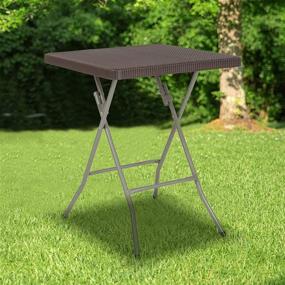 img 4 attached to Compact and Convenient: Flash Furniture 1.95-Foot Square Brown Rattan Plastic Folding Table