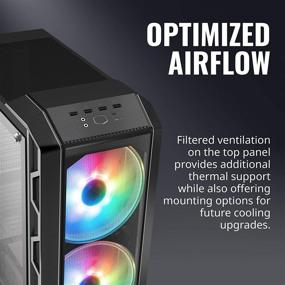 img 1 attached to 🌬️ Корпус Cooler Master MasterCase H500 ARGB Airflow ATX Mid-Tower - Материал сетчатая и прозрачная передняя панель, два 200-мм вентилятора ARGB, закаленное стекло и система ARGB подсветки.