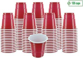 img 3 attached to 🎉 120 Pack PARTY BARGAINS 2oz Plastic Shot Glasses - Mini Red Disposable Shot Cups for Jello Shots, Condiments, Snacks, Samples & Tastings