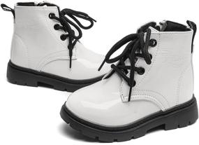 img 4 attached to Komfyea Toddler and Little Kids Zipper Lace Up Waterproof Boots for Outdoor Adventures in Autumn and Winter