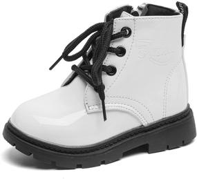 img 3 attached to Komfyea Toddler and Little Kids Zipper Lace Up Waterproof Boots for Outdoor Adventures in Autumn and Winter