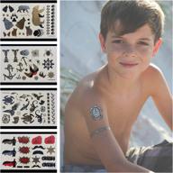 🎭 twink designs temporary metallic tattoos for kids - 77 fun tattoos on 4 sheets: bears, wolves, turtles, lizards, spiders, birds, and more in black, silver, red, and gold logo