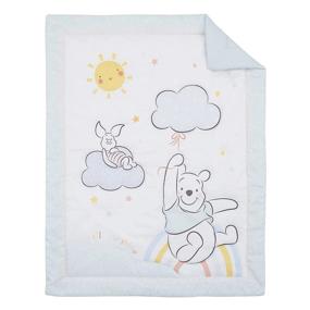 img 3 attached to ✨ Disney Winnie The Pooh Hello Sunshine 3-Piece Nursery Bedding Set - Multi-Colored Rainbow, Yellow Sun & Blue Clouds - Comforter, Crib Sheet & Crib Skirt - Aqua, Yellow, Orange, White