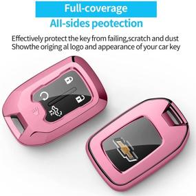 img 2 attached to Sindeda For Chevrolet Key Fob Cover With Keychain TPU Full Protection Key Shell Key Case Compatible With 2017-2021 Chevrolet Chevy Silverado Suburban Tahoe GMC Acadia Sierra Terrain Yukon-Pink