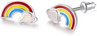 rainbow earrings girls plated hypoallergenic logo