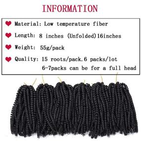 img 3 attached to 💆 6 Packs Spring Twist Hair Extensions | Bomb Twist Braiding Hair Synthetic Fiber | Fluffy Twist Crochet Hair | Low Temperature Twist Crochet Hair for Black Women | Braiding Hair (8inch,1B)