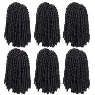 💆 6 packs spring twist hair extensions | bomb twist braiding hair synthetic fiber | fluffy twist crochet hair | low temperature twist crochet hair for black women | braiding hair (8inch,1b) logo