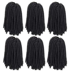 img 4 attached to 💆 6 Packs Spring Twist Hair Extensions | Bomb Twist Braiding Hair Synthetic Fiber | Fluffy Twist Crochet Hair | Low Temperature Twist Crochet Hair for Black Women | Braiding Hair (8inch,1B)