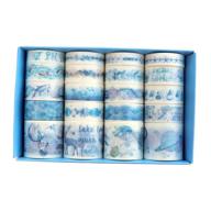 ocean blue washi tape set - 20 rolls of fish, dolphin, and jellyfish designs for kawaii cake, summer seaside, bullet journaling, scrapbooking, planner, gift wrapping, and holiday decoration logo