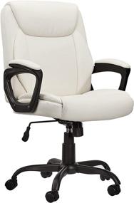 img 4 attached to Amazon Basics Classic Puresoft Padded Mid-Back Office Computer 🪑 Desk Chair - Cream with Armrest: Ultimate Comfort and Style