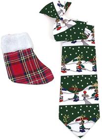 img 1 attached to 🦌 Festive Boys' Reindeer Christmas Necktie & Gift Stocking Set