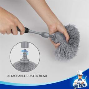 img 1 attached to 🧹 MR.SIGA Microfiber Delicate Duster: Non Slip Handle, Washable Head – Grey & Black