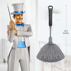 img 3 attached to 🧹 MR.SIGA Microfiber Delicate Duster: Non Slip Handle, Washable Head – Grey & Black