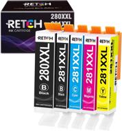 🖨️ 5 pack retch compatible ink cartridges replacement for canon 280 and 281 pgi-280xxl cli-281xxl, works with pixma canon pixma-tr7500 tr7520 tr8500 ts6120 ts6200 ts702 ts8100 ts8200 ts9520 printers logo