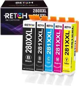 img 4 attached to 🖨️ 5 Pack RETCH Compatible Ink Cartridges Replacement for Canon 280 and 281 PGI-280XXL CLI-281XXL, Works with PIXMA Canon Pixma-TR7500 TR7520 TR8500 TS6120 TS6200 TS702 TS8100 TS8200 TS9520 Printers