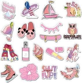 img 2 attached to 🌸 Cute VSCO Stickers Pack, 35 Pink Vinyl Stickers for Water Bottles, Laptop, Phone Cases - Ideal for Kids, Girls, Women