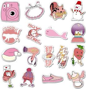 img 1 attached to 🌸 Cute VSCO Stickers Pack, 35 Pink Vinyl Stickers for Water Bottles, Laptop, Phone Cases - Ideal for Kids, Girls, Women