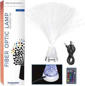 img 1 attached to 🌈 Enhance Your Space with Playlearn Fiber Optic Lamp - Vibrant Color Changing Crystal Base with Remote Control - USB/Battery Powered - 14 Inch Fiber Optic Centerpiece Sensory Light