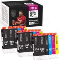 🖨️ lemerouexpect ink cartridge set compatible with canon pgi-250xl cli-251xl for pixma mx922 ip8720 mg7520 mg5520 mg6620 printer (18-pack, 6 pgbk, 3 black, 3 cyan, 3 magenta, 3 yellow) logo