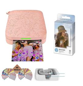 img 4 attached to 🖨️ Improved HP Sprocket Photo Printer: Print Social Media Photos on 2x3 Sticky-Backed Paper (Blush) with 50 Sheets of Photo Paper, USB Cable, and 60 Decorative Stick-On Border Frames Included