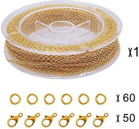 img 3 attached to 🔗 Premium 39 Feet Gold Plated Chain Link | DIY Jewelry Making with 60 Open Rings and 50 Lobster Clasp (2.2mm)