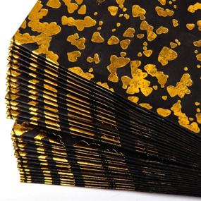 img 1 attached to 🍭 Candy Bags with Bronzing Gold Design - Cooraby 30 Pieces Kraft Black Paper Party Bags