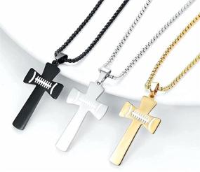 img 2 attached to 🏀 Hewayiu Strength Bible Verse Necklace: Stainless Steel Pendant for Baseball & Basketball Enthusiasts